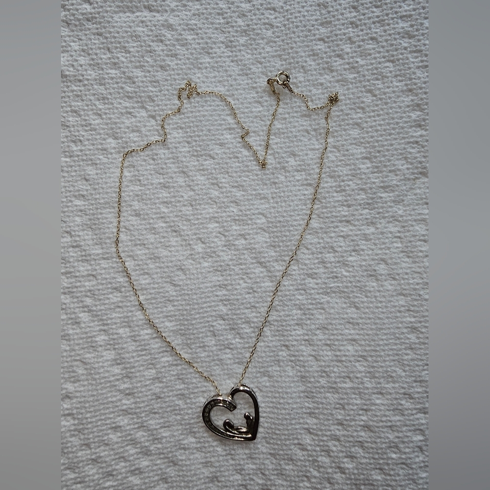 Silver and diamond mother's necklace